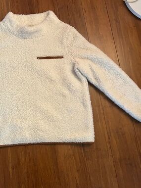 Cremieux Funnel Neck Cozy Sherpa Pullover Jacket Cream